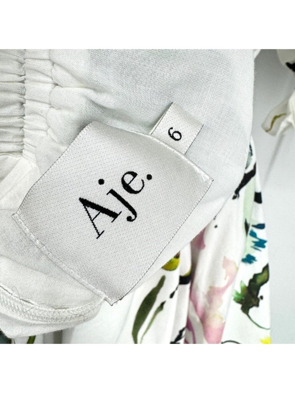 Aje Drift Floral Print Puff Sleeve Mini Dress‎ Open Back Cotton US XS / AU 6 - Picture 11 of 15